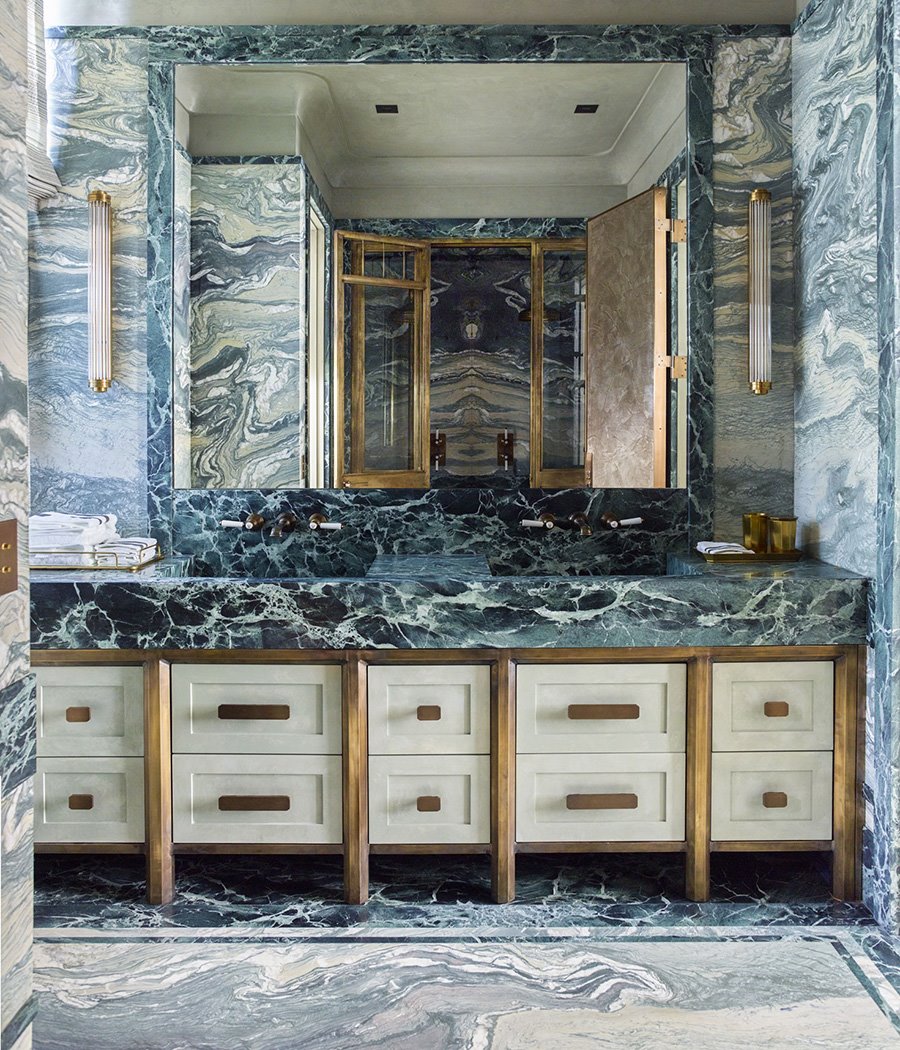 Verde Cipollino Marble Bathroom 1