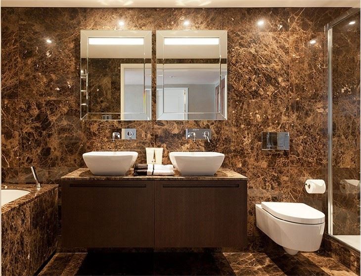 Emperador Brown Marble Bathroom 