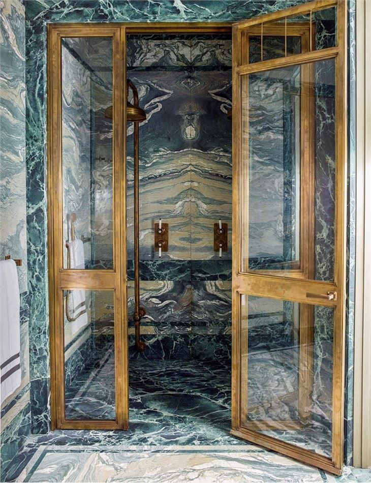 Verde Cipollino Marble Bathroom